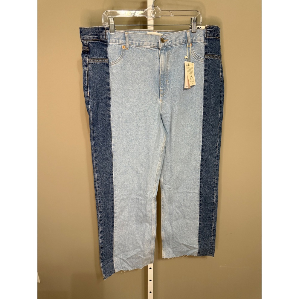 Mango MNG Denim 328 Two Tone High Waist Straight Jeans‎ NWT 18 Plus Y2K